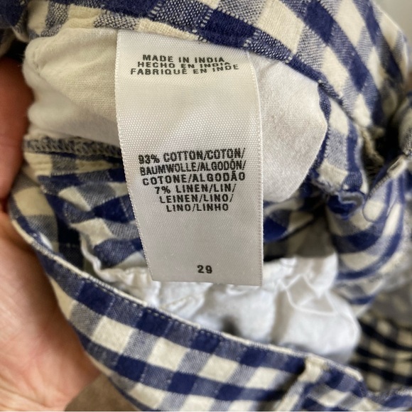 Lucky Brand Shorts Dispatcher Gingham 29 Navy Cotton Linen - Picture 16 of 16